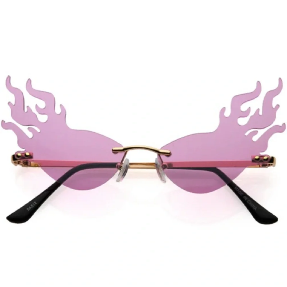 Neon Purple Flame Sunglasses NEW WITH TAG Fire Unisex Translucent